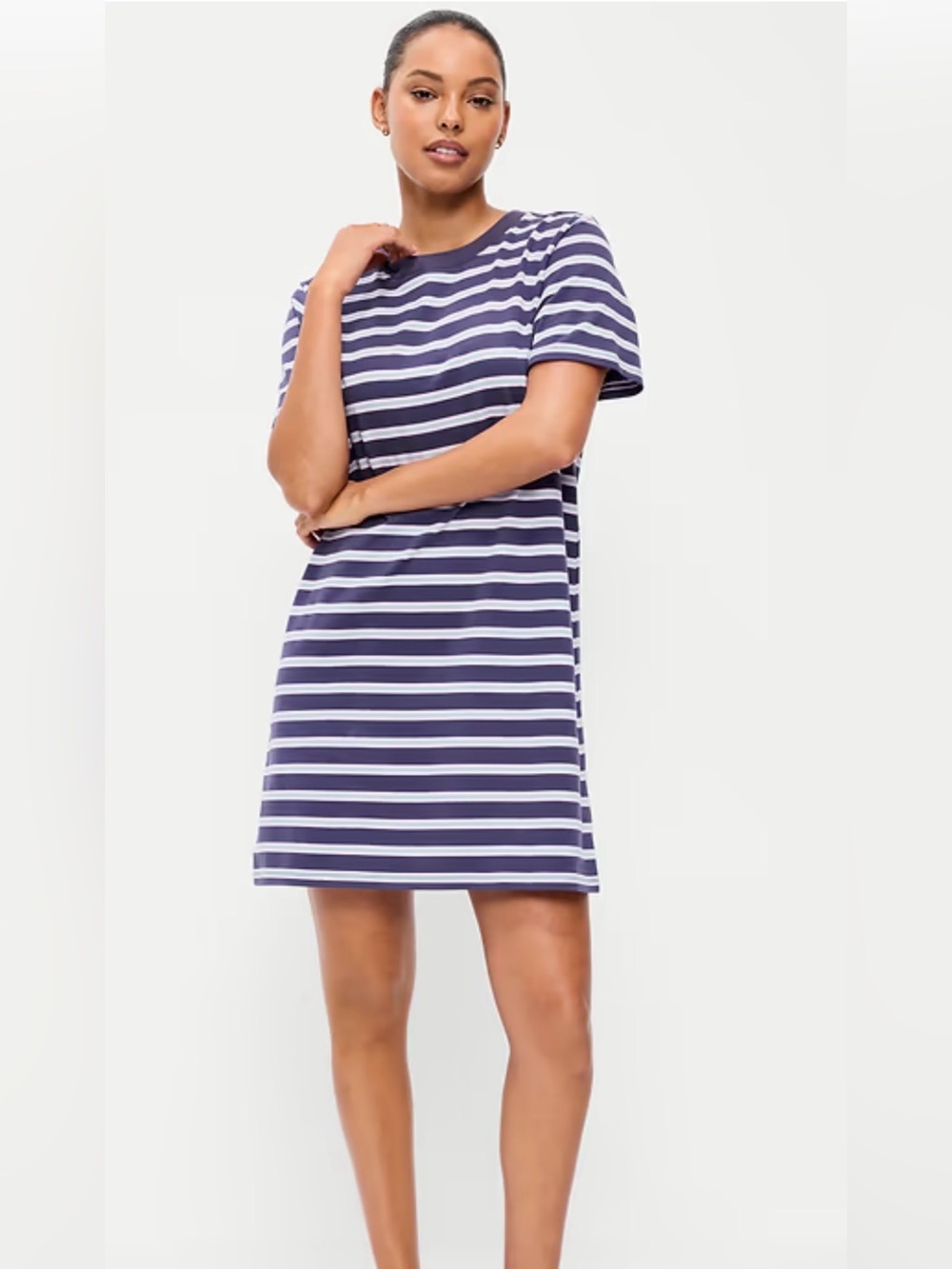 Old Navy Striped Navy and White Short Sleeve T-Shirt Dress